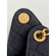 Repliche Chanel AS5293 Borsa a secchiello piccola Hobo Vintage con coulisse in denim nero Imitazioni False Online
