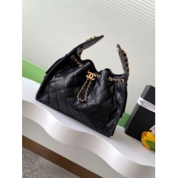 Repliche Chanel AS5293 Borsa a secchiello piccola Hobo Vintage con coulisse in pelle di vitello granata nera Imitazioni False Online
