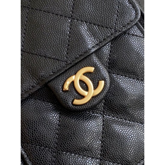 Repliche Chanel AS5293 Borsa a secchiello piccola Hobo Vintage con coulisse in pelle di vitello granata nera Imitazioni False Online