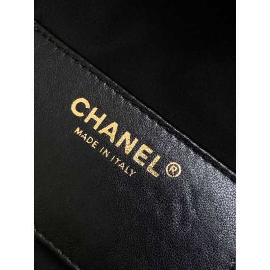 Repliche Chanel AS5293 Borsa a secchiello piccola Hobo Vintage con coulisse in pelle di vitello granata nera Imitazioni False Online