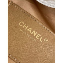 Repliche Chanel AS5293 Borsa a secchiello piccola Hobo Vintage con coulisse in pelle di vitello granata Bianco Imitazioni False Online