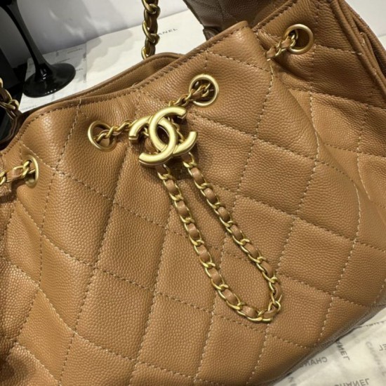 Replica Chanel 25c AS5293 Borsa a secchiello Hobo Vintage piccola con coulisse in pelle di vitello granata Marrone Imitazioni False Repliche Chanel 25c AS5293 Borsa a secchiello Hobo Vintage piccola con coulisse in pelle di vitello granata Marrone Imitazioni False Online