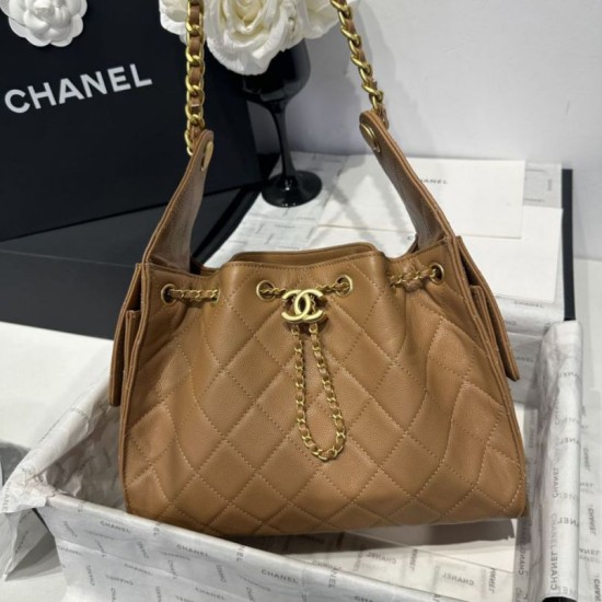 Replica Chanel 25c AS5293 Borsa a secchiello Hobo Vintage piccola con coulisse in pelle di vitello granata Marrone Imitazioni False Repliche Chanel 25c AS5293 Borsa a secchiello Hobo Vintage piccola con coulisse in pelle di vitello granata Marrone Imitazioni False Online