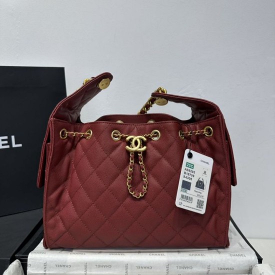 Replica Chanel 25c AS5293 Borsa a secchiello Hobo Vintage piccola con coulisse in pelle di vitello granata Rosso Imitazioni False Repliche Chanel 25c AS5293 Borsa a secchiello Hobo Vintage piccola con coulisse in pelle di vitello granata Rosso Imitazioni False Online