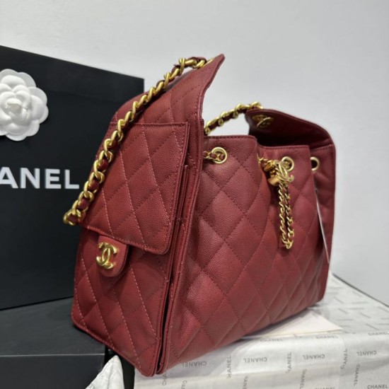 Replica Chanel 25c AS5293 Borsa a secchiello Hobo Vintage piccola con coulisse in pelle di vitello granata Rosso Imitazioni False Repliche Chanel 25c AS5293 Borsa a secchiello Hobo Vintage piccola con coulisse in pelle di vitello granata Rosso Imitazioni False Online
