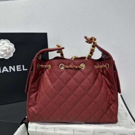 Replica Chanel 25c AS5293 Borsa a secchiello Hobo Vintage piccola con coulisse in pelle di vitello granata Rosso Imitazioni False Repliche Chanel 25c AS5293 Borsa a secchiello Hobo Vintage piccola con coulisse in pelle di vitello granata Rosso Imitazioni False Online