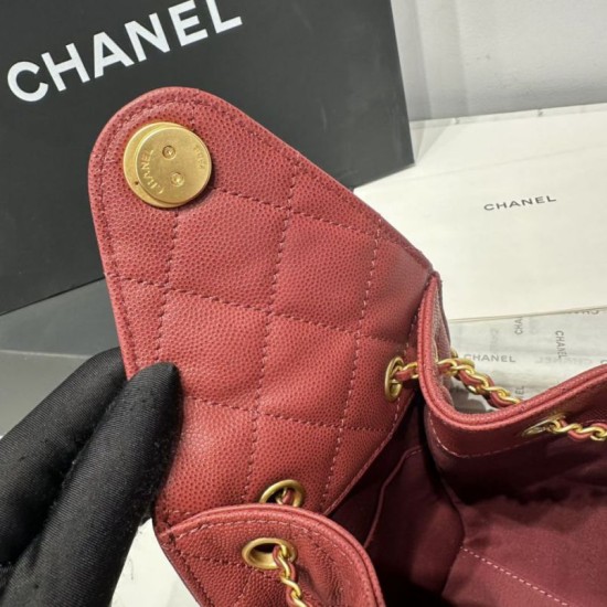 Replica Chanel 25c AS5293 Borsa a secchiello Hobo Vintage piccola con coulisse in pelle di vitello granata Rosso Imitazioni False Repliche Chanel 25c AS5293 Borsa a secchiello Hobo Vintage piccola con coulisse in pelle di vitello granata Rosso Imitazioni False Online