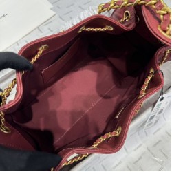 Replica Chanel 25c AS5293 Borsa a secchiello Hobo Vintage piccola con coulisse in pelle di vitello granata Rosso Imitazioni False Repliche Chanel 25c AS5293 Borsa a secchiello Hobo Vintage piccola con coulisse in pelle di vitello granata Rosso Imitazioni False Online