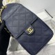 Repliche Chanel 25c AS5293 Borsa a secchiello Hobo Vintage piccola con coulisse in pelle di vitello granata Blu scuro Imitazioni False Online