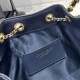 Repliche Chanel 25c AS5293 Borsa a secchiello Hobo Vintage piccola con coulisse in pelle di vitello granata Blu scuro Imitazioni False Online