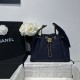 Repliche Chanel 25c AS5293 Borsa a secchiello Hobo Vintage piccola con coulisse in pelle di vitello granata Blu scuro Imitazioni False Online