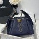 Repliche Chanel 25c AS5293 Borsa a secchiello Hobo Vintage piccola con coulisse in pelle di vitello granata Blu scuro Imitazioni False Online