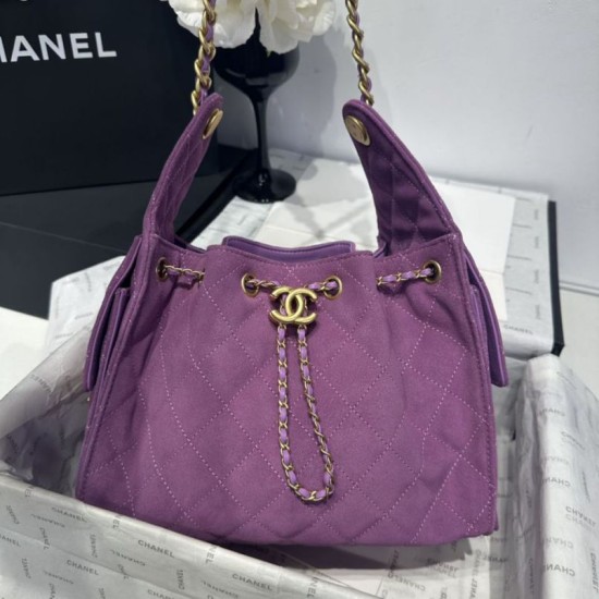 Replica Chanel 25c AS5293 Borsa a secchiello Hobo Vintage piccola con coulisse Denim Viola Imitazioni False Repliche Chanel 25c AS5293 Borsa a secchiello Hobo Vintage piccola con coulisse Denim Viola Imitazioni False Online
