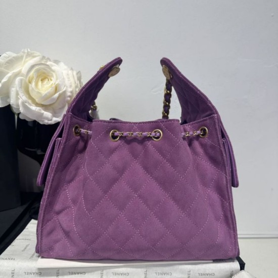 Replica Chanel 25c AS5293 Borsa a secchiello Hobo Vintage piccola con coulisse Denim Viola Imitazioni False Repliche Chanel 25c AS5293 Borsa a secchiello Hobo Vintage piccola con coulisse Denim Viola Imitazioni False Online