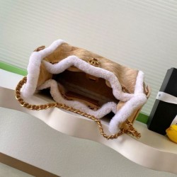Repliche Chanel 25c AS5293 Borsa a secchiello Hobo Teddy Bear Imitazione Marrone Imitazioni False Online