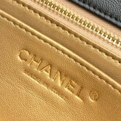 Repliche Chanel 25K Borsa a patta piccola con pallina dorata in pelle di agnello nera Imitazioni False Online