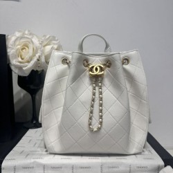 Repliche Zaino Chanel 25B Medio in Vitello Granato Bianco AS5600 Imitazioni False Online