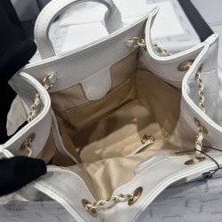 Repliche Zaino Chanel 25B Medio in Vitello Granato Bianco AS5600 Imitazioni False Online