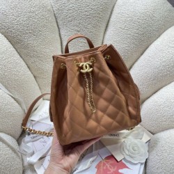 Repliche Zaino Chanel 25B Medio in Vitello Granato Marrone AS5600 Imitazioni False Online