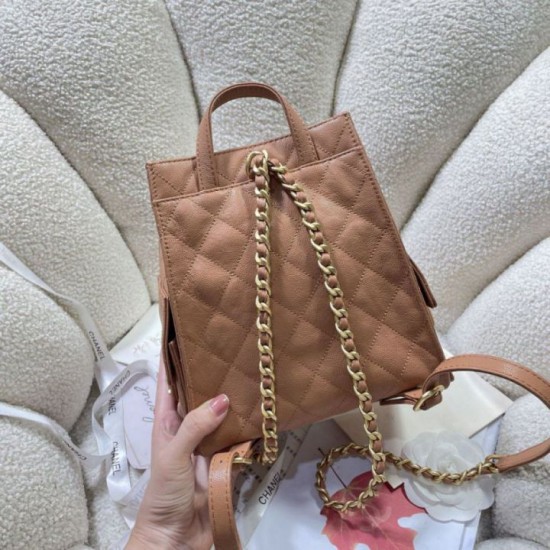 Repliche Zaino Chanel 25B Medio in Vitello Granato Marrone AS5600 Imitazioni False Online