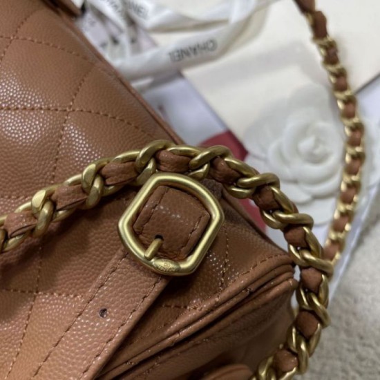 Repliche Zaino Chanel 25B Medio in Vitello Granato Marrone AS5600 Imitazioni False Online