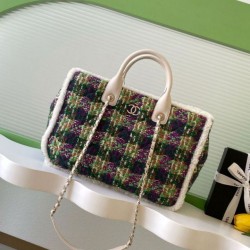 Repliche Borsa Shopping Chanel 25N AS5689 in Tweed Agnello Coco Neige Verde Imitazioni False Online