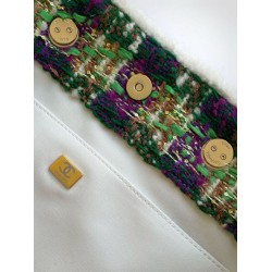 Repliche Borsa Shopping Chanel 25N AS5689 in Tweed Agnello Coco Neige Verde Imitazioni False Online