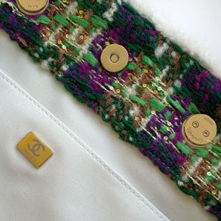 Repliche Borsa Shopping Chanel 25N AS5689 in Tweed Agnello Coco Neige Verde Imitazioni False Online