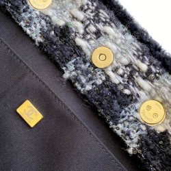 Repliche Borsa Shopping Chanel 25N AS5689 in Tweed Agnello Coco Neige Nero Imitazioni False Online