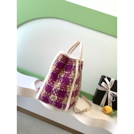 Repliche Borsa Shopping Chanel 25N AS5689 in Tweed Agnello Coco Neige Viola Imitazioni False Online