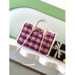 Repliche Borsa Shopping Chanel 25N AS5689 in Tweed Agnello Coco Neige Viola Imitazioni False Online