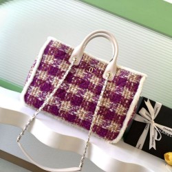 Repliche Borsa Shopping Chanel 25N AS5689 in Tweed Agnello Coco Neige Viola Imitazioni False Online