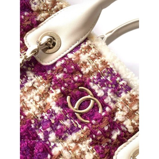 Repliche Borsa Shopping Chanel 25N AS5689 in Tweed Agnello Coco Neige Viola Imitazioni False Online