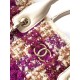 Repliche Borsa Shopping Chanel 25N AS5689 in Tweed Agnello Coco Neige Viola Imitazioni False Online