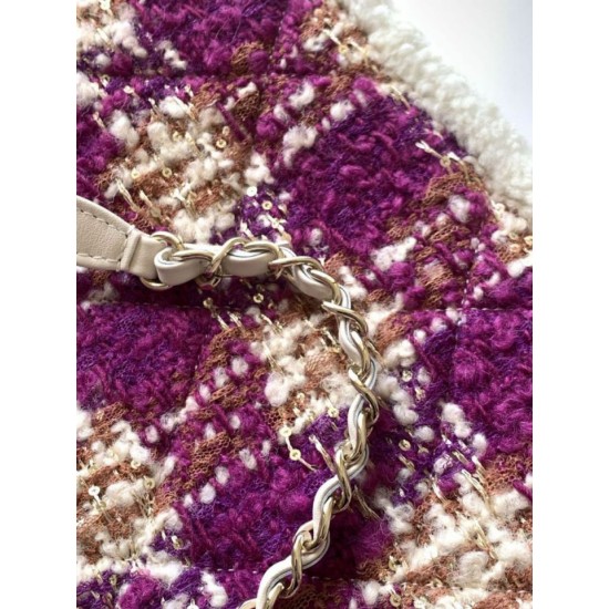 Repliche Borsa Shopping Chanel 25N AS5689 in Tweed Agnello Coco Neige Viola Imitazioni False Online