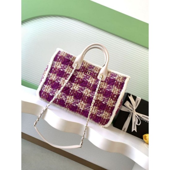 Repliche Borsa Shopping Chanel 25N AS5689 in Tweed Agnello Coco Neige Viola Imitazioni False Online