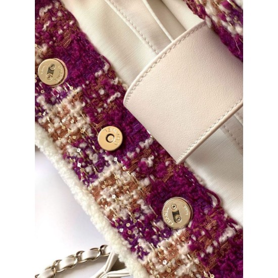 Repliche Borsa Shopping Chanel 25N AS5689 in Tweed Agnello Coco Neige Viola Imitazioni False Online