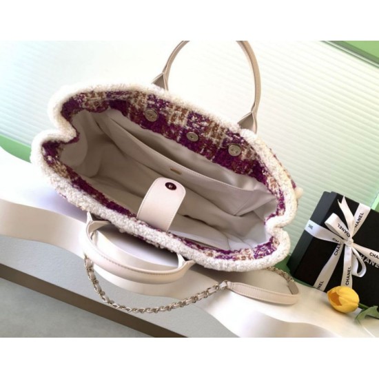 Repliche Borsa Shopping Chanel 25N AS5689 in Tweed Agnello Coco Neige Viola Imitazioni False Online