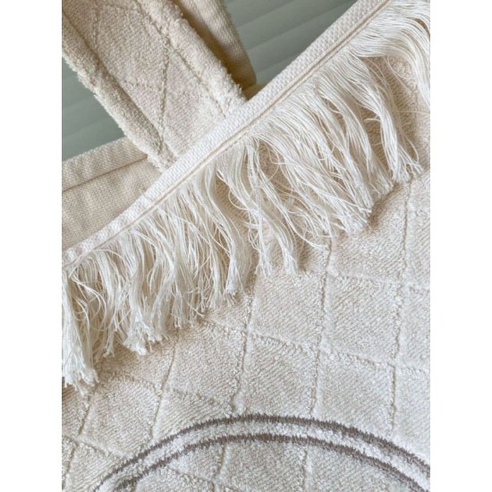 Repliche Borsa Tote Chanel Coco Beach con Borsa Piccola Agnello Bianco Imitazioni False Online