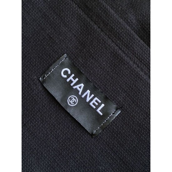 Repliche Borsa Tote Chanel Coco Beach con Borsa Piccola Agnello Nero Imitazioni False Online
