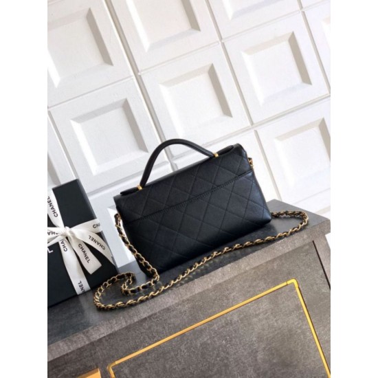 Replica Borsa Tote Chanel 25k Classica con Patta Caviar Pelle di Vitello Nera Hardware Oro Imitazioni False Repliche Borsa Tote Chanel 25k Classica con Patta Caviar Pelle di Vitello Nera Hardware Oro Imitazioni False Online