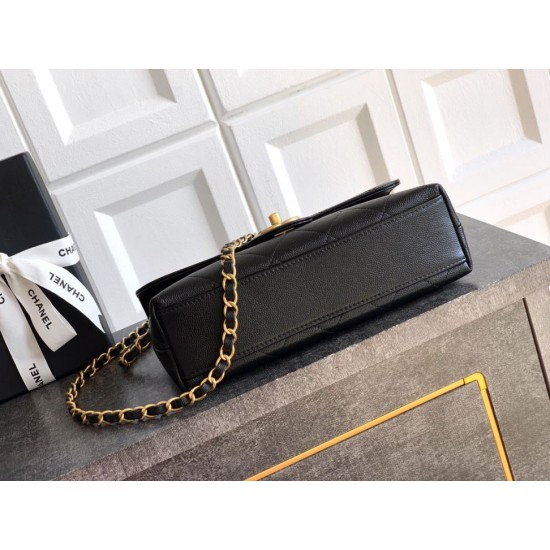 Replica Borsa Tote Chanel 25k Classica con Patta Caviar Pelle di Vitello Nera Hardware Oro Imitazioni False Repliche Borsa Tote Chanel 25k Classica con Patta Caviar Pelle di Vitello Nera Hardware Oro Imitazioni False Online