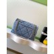 Repliche Borsa Maxi con Patta Chanel Denim Lavato AS5734 Blu Imitazioni False Online