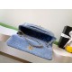 Repliche Borsa Maxi con Patta Chanel Denim Lavato AS5734 Blu Imitazioni False Online