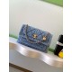 Repliche Borsa Maxi con Patta Chanel Denim Lavato AS5734 Blu Imitazioni False Online