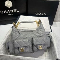 Repliche Borsa a tracolla Chanel 25C Matelasse Hobo AS5339 AS5302 Grigio Imitazioni False Online