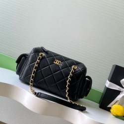 Repliche Borsa bowling piccola Chanel AS5792 Pelle di agnello Nero Imitazioni False Online
