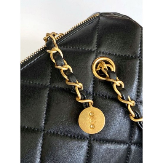 Repliche Borsa bowling piccola Chanel AS5792 Pelle di agnello Nero Imitazioni False Online