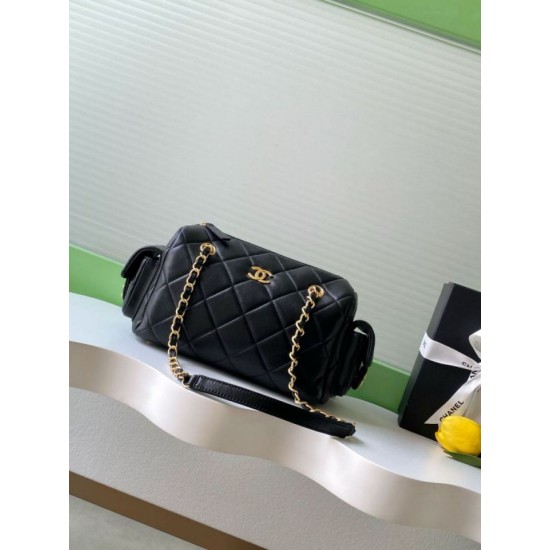 Repliche Borsa bowling piccola Chanel AS5792 Pelle di agnello Nero Imitazioni False Online