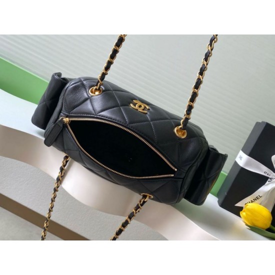 Repliche Borsa bowling piccola Chanel AS5792 Pelle di agnello Nero Imitazioni False Online
